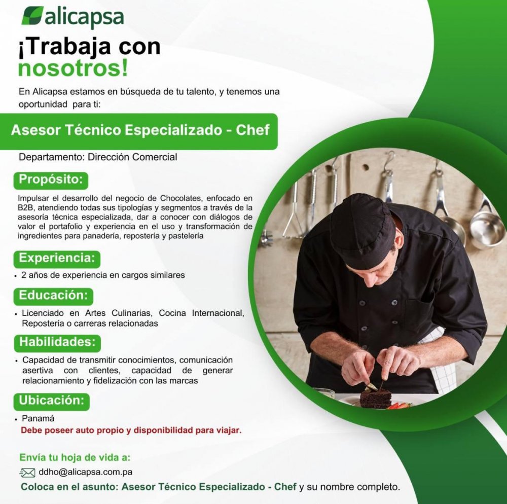 Asesor Técnico Especializado - Chef