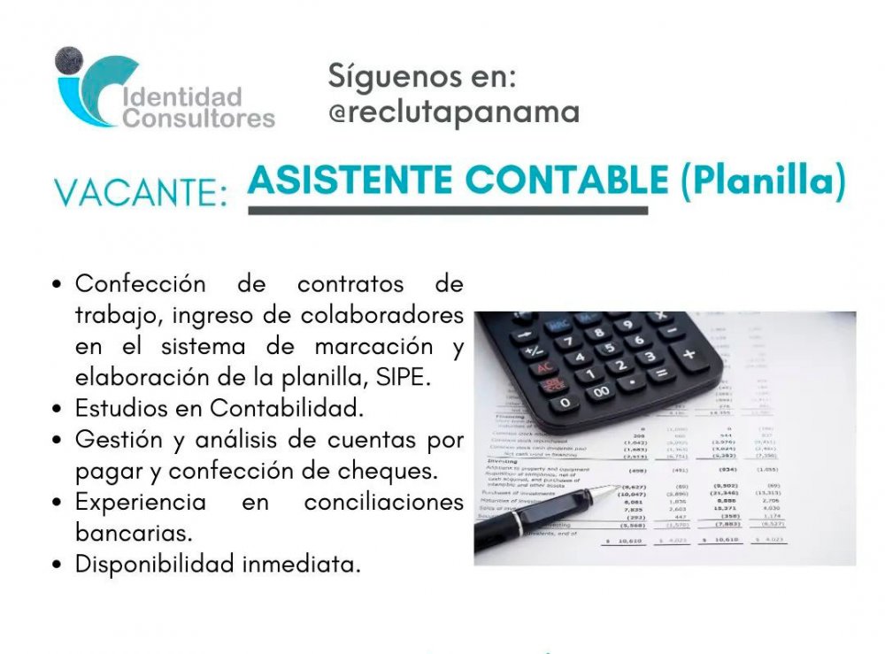 Asistente Contable (Planilla)