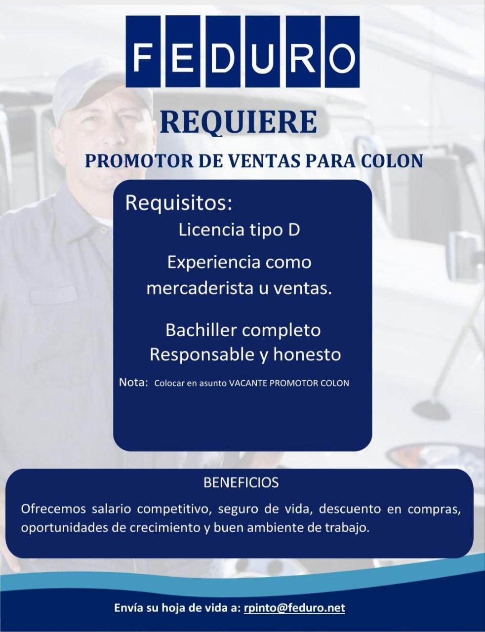 Promotor de Ventas para Colón